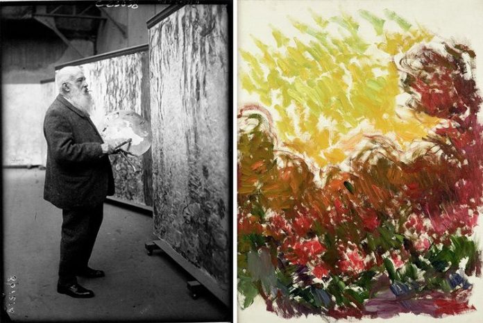 Expo: the great dialogue between Claude Monet and Joan Mitchell Claude Monet in his studio in Giverny in 1926. On the right: “Le Jardin à Giverny” (1922-26).