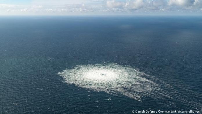 Denmark Baltic Sea near Bornholm |  Leak Nord Stream 2