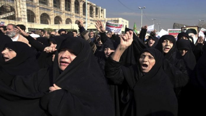 Iran: Women's demonstration against the government Iranian women protest against government