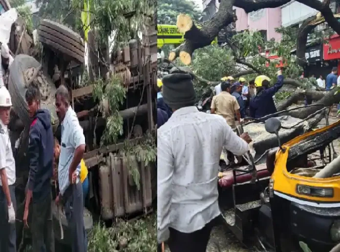 Pune accident container accident in Hadapsar rickshaw, many injured

