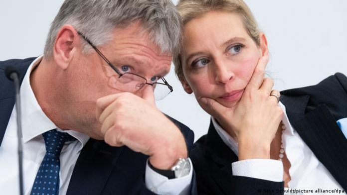 Symbolic image for the raid on the AfD party headquarters/Jörg Meuthen and Alice Weidel