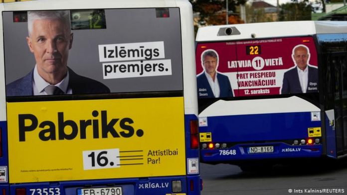 Latvia, Riga |  Election posters for the general election