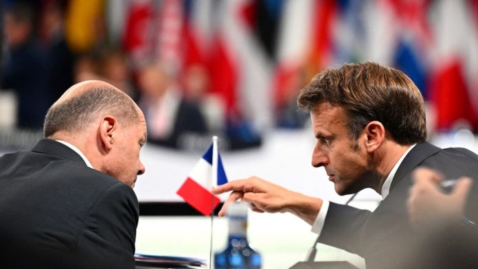 With the war in Ukraine, more difficult Franco-German relations Olaf Scholz et Emmanuel Macron au sommet de l'Otan à Madrid en juin. « Sans accord entre la France et l'Allemagne, rien n'est possible », estime Pascale Joannin, directrice générale de la Fondation Robert Schuman.